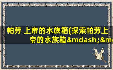 帕劳 上帝的水族箱(探索帕劳上帝的水族箱——神秘海底世界之旅)